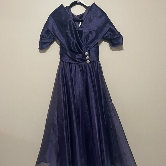 Vintage Watters & Watters Royal Purple Cocktail Dress, Size 4 - Picture 1 of 10